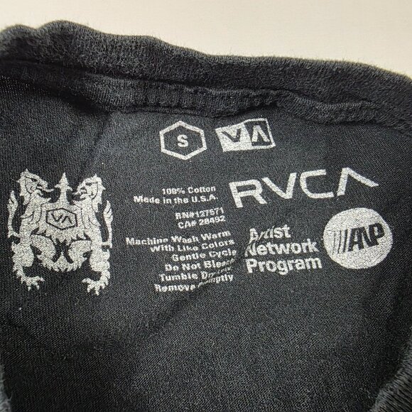 RVCA Mens Size Small Black Graphic T Shirt Black Diamond Riders Casual Walking - Picture 4 of 9